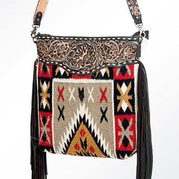 American Darling Cross Body Saddle Blanket Fabric Genuine Leather Western Women Bag | Handbag Purse Crossbody for Cute